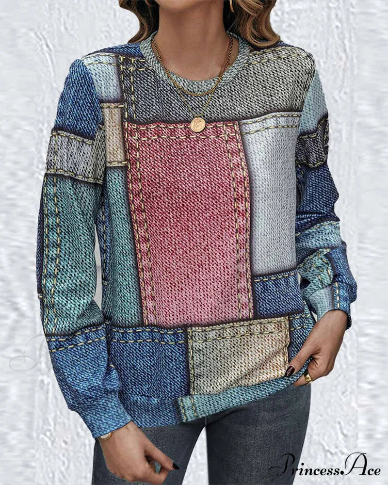 Color Block Sweatshirt Sweatshirts & Hoodies-L