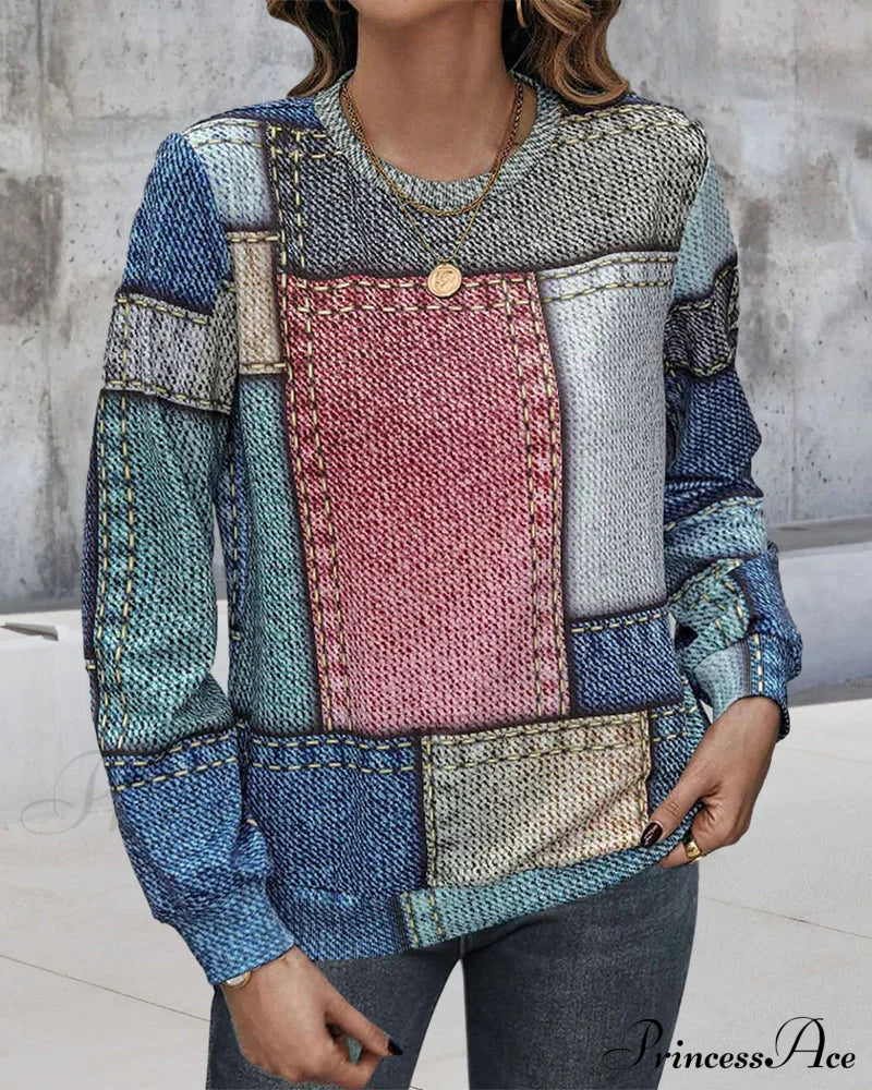 Color Block Sweatshirt Sweatshirts & Hoodies-L