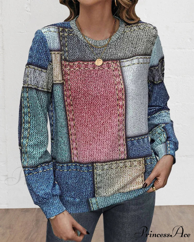 Color Block Sweatshirt Sweatshirts & Hoodies-L