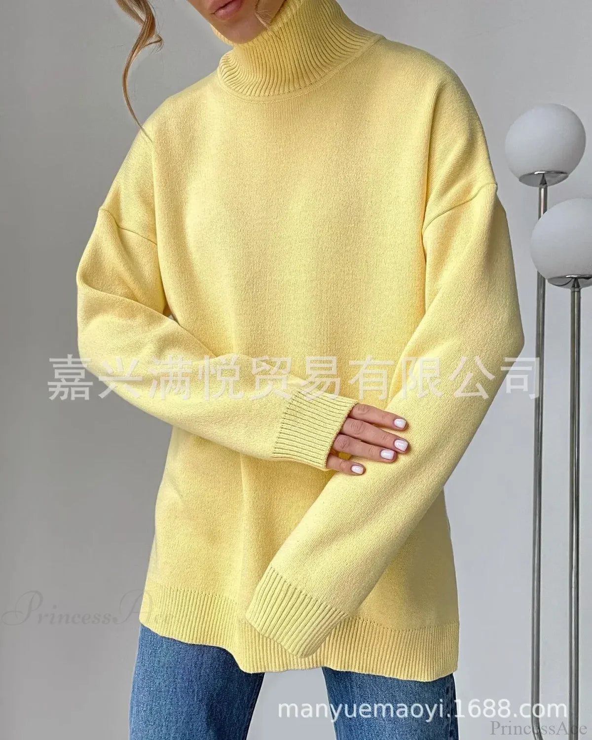 Colorblock Turtleneck Thick Sweater
