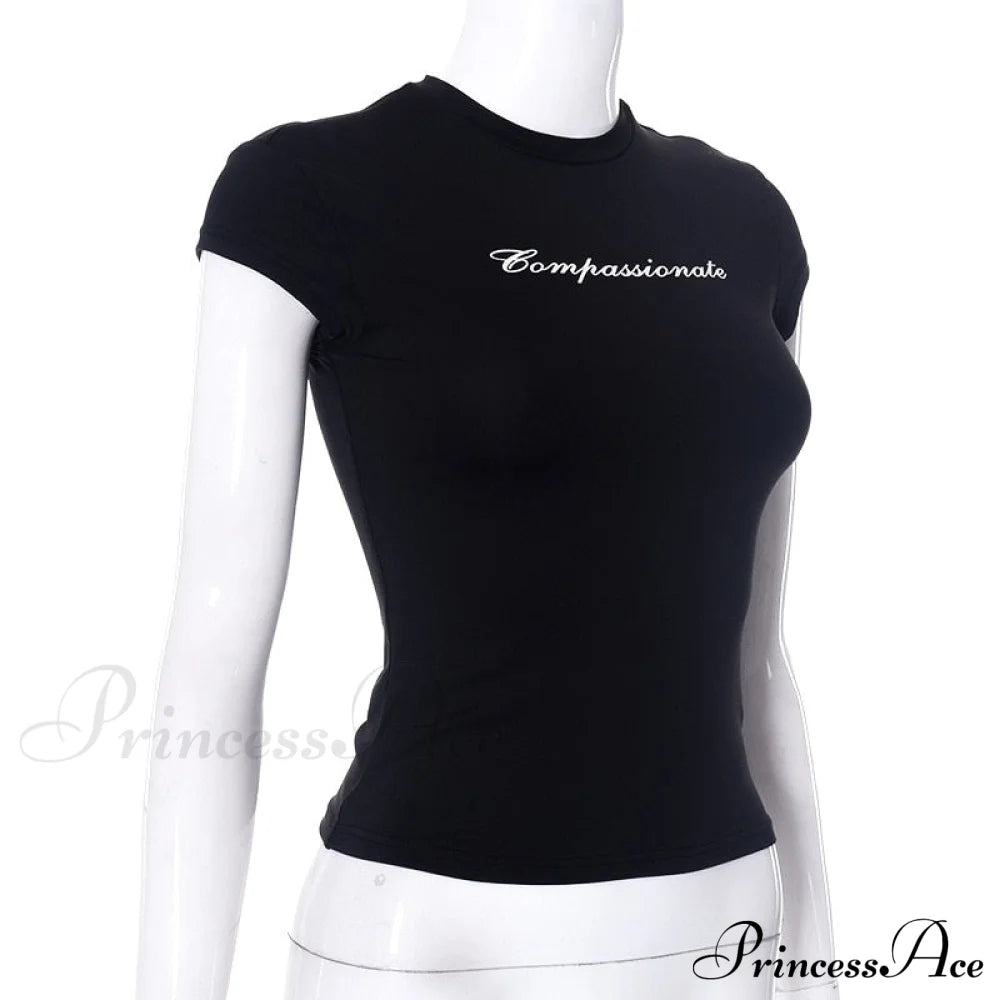 Compassionate Short-Sleeve Stylish Black Tee
