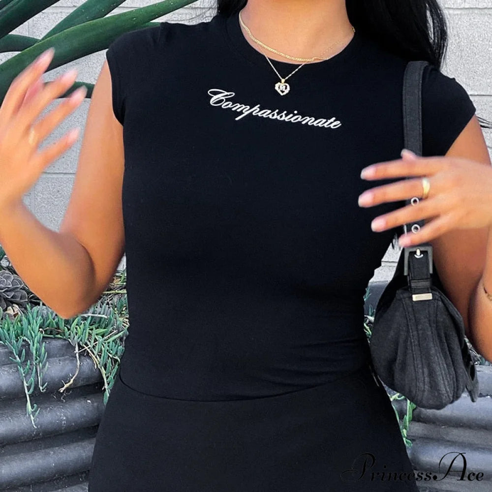 Compassionate Short-Sleeve Stylish Black Tee