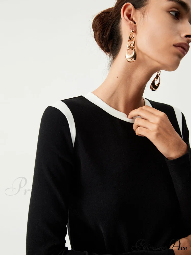 Contrast Trim Graceful Long Sleeve Shirt T-Shirts