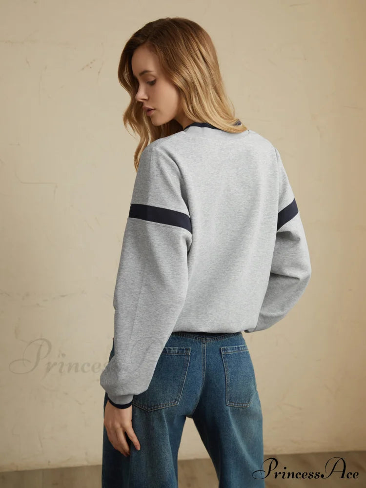 Contrast Trim Graceful Oversized Sweatshirt Sweatshirts