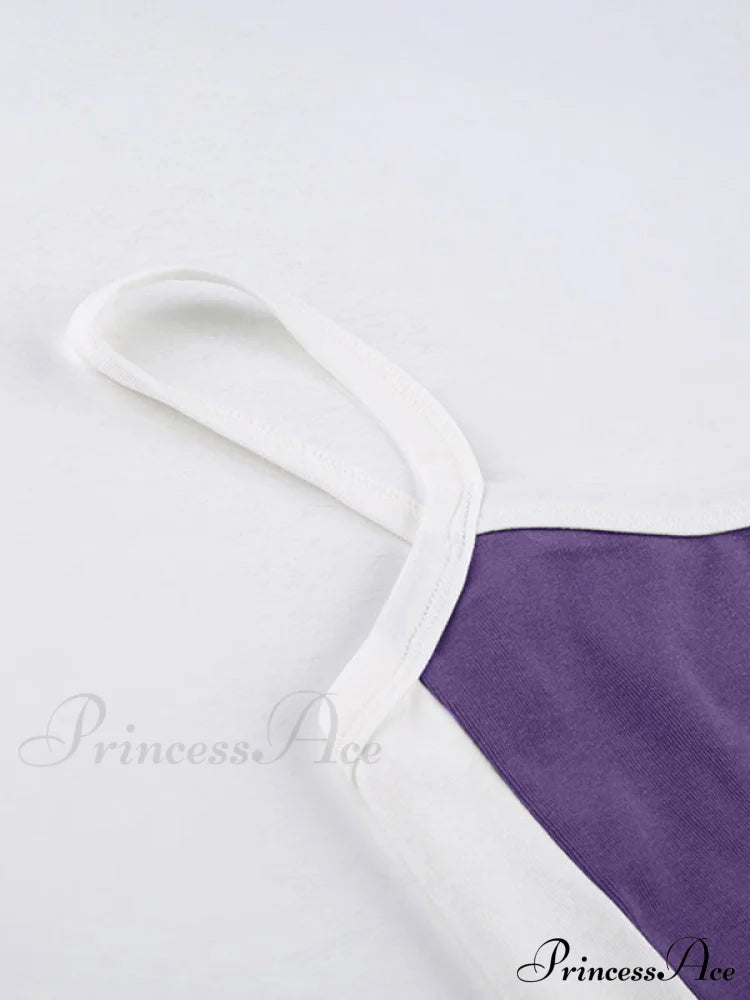 Contrast Trim Rib-Knit Trendy Crop Cami Top Tank Tops&Camis