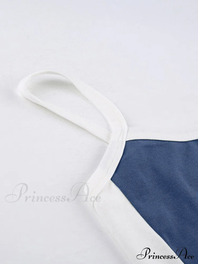 Contrast Trim Rib-Knit Trendy Crop Cami Top Tank Tops&Camis