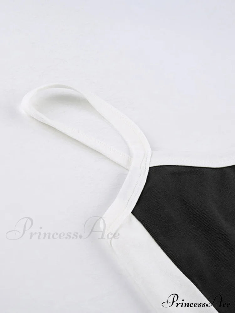 Contrast Trim Rib-Knit Trendy Crop Cami Top Tank Tops&Camis