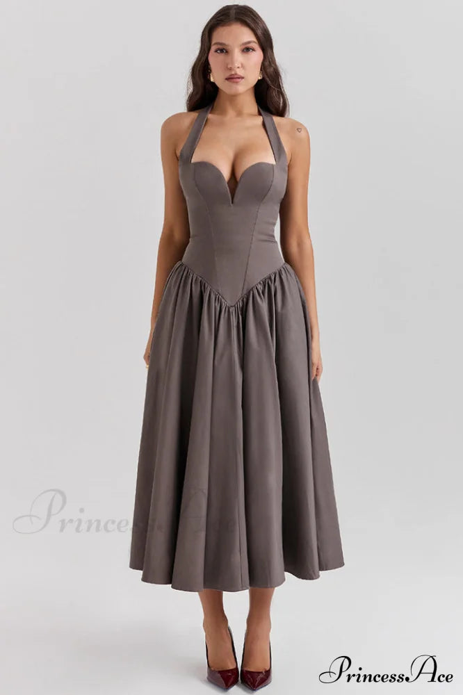 Coquette Scarlet Halter Midi Dress | Dress In Beauty