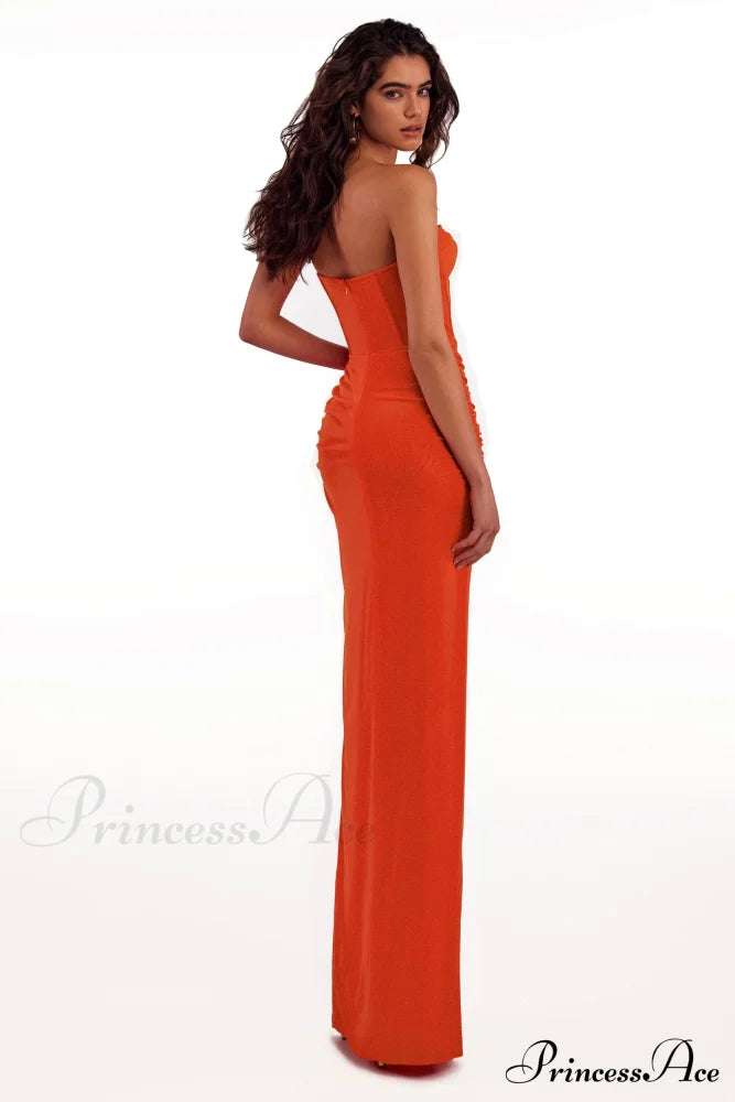 Coral Blazing Stylish Off-The-Shoulder Maxi Dress M /
