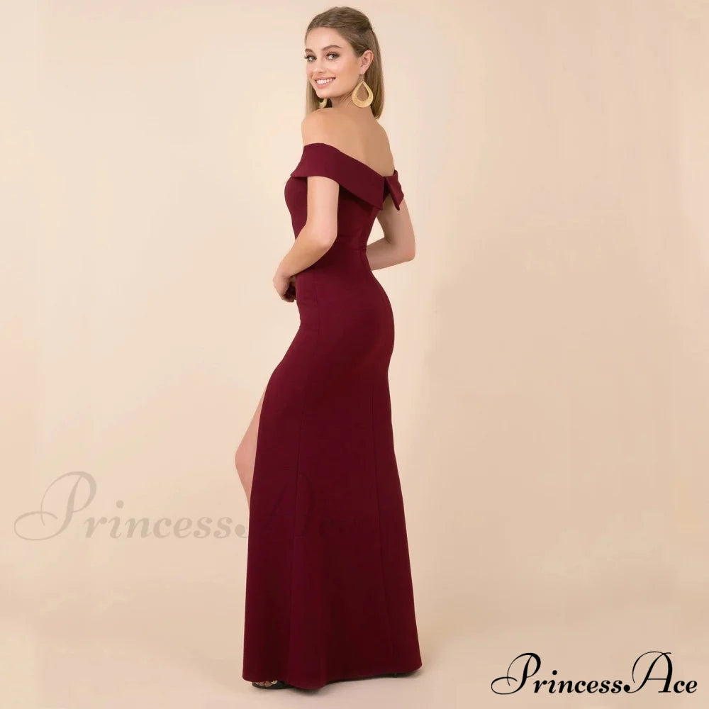 Coralie Off Shoulder Charming Front Slit Dress S.o. Long Dresses