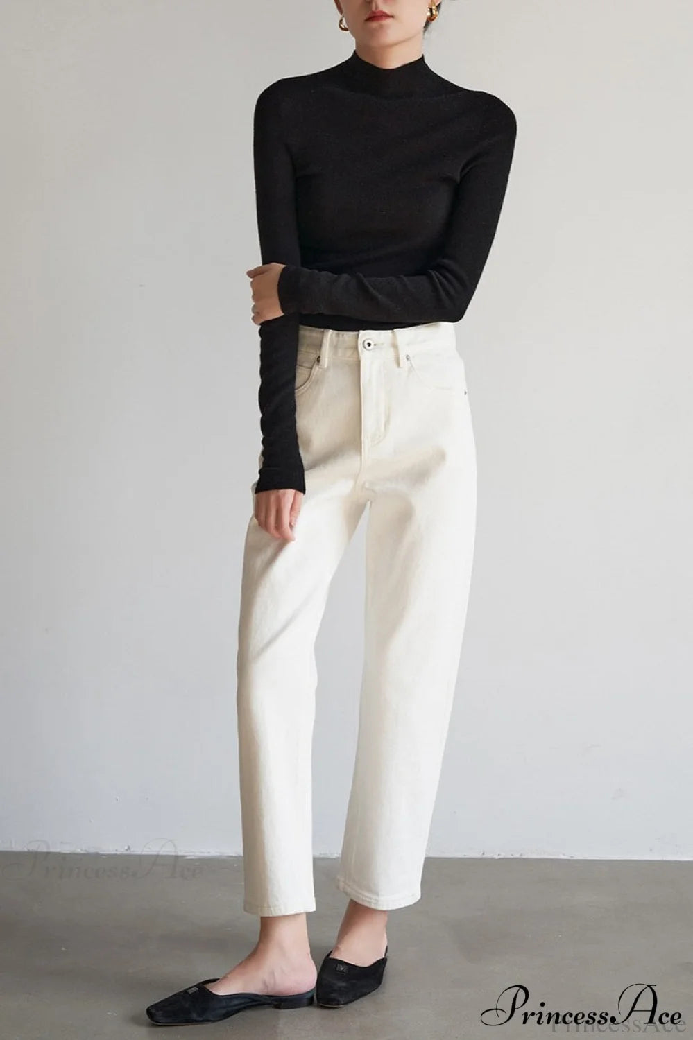 CorpCore Seamless Mock Neck Wool Knit Top