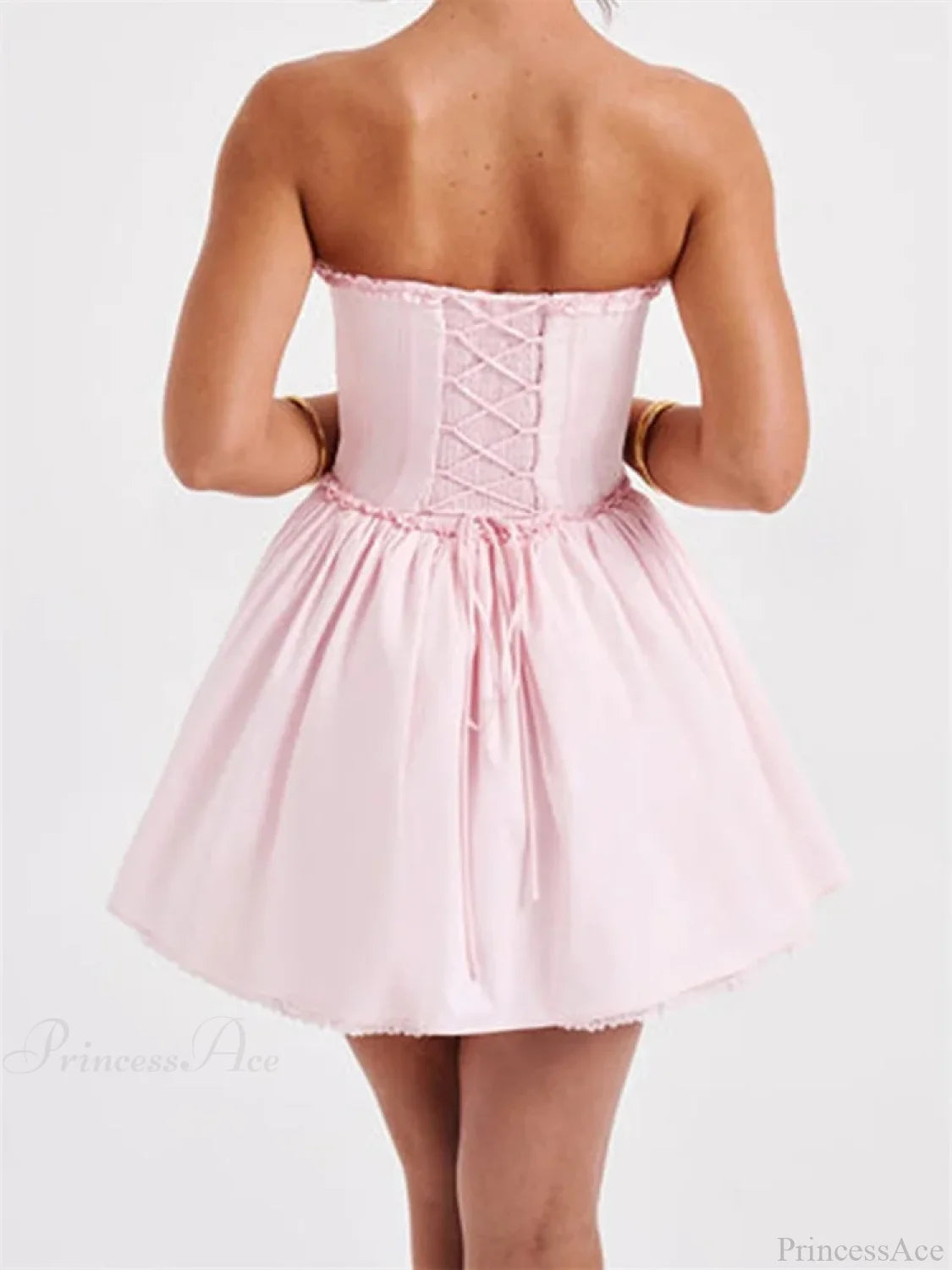 Corset Tie-Up Lace Trim Mini Dress minidress-250223