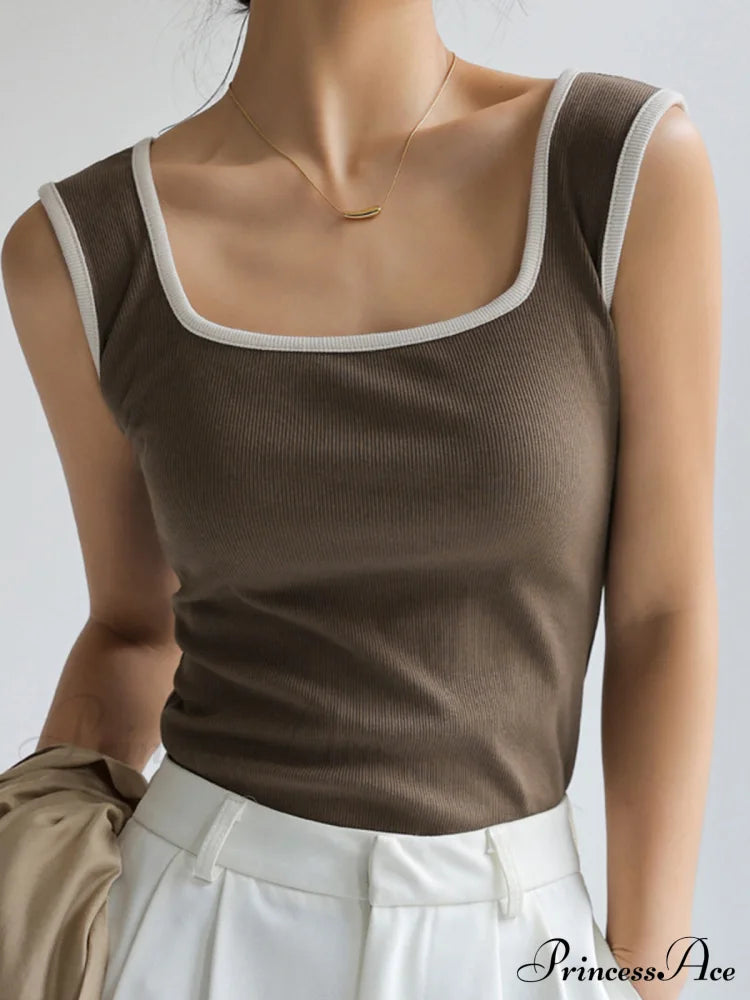 Cotton Charming Tank Top Light Brown / S Tops & Camis