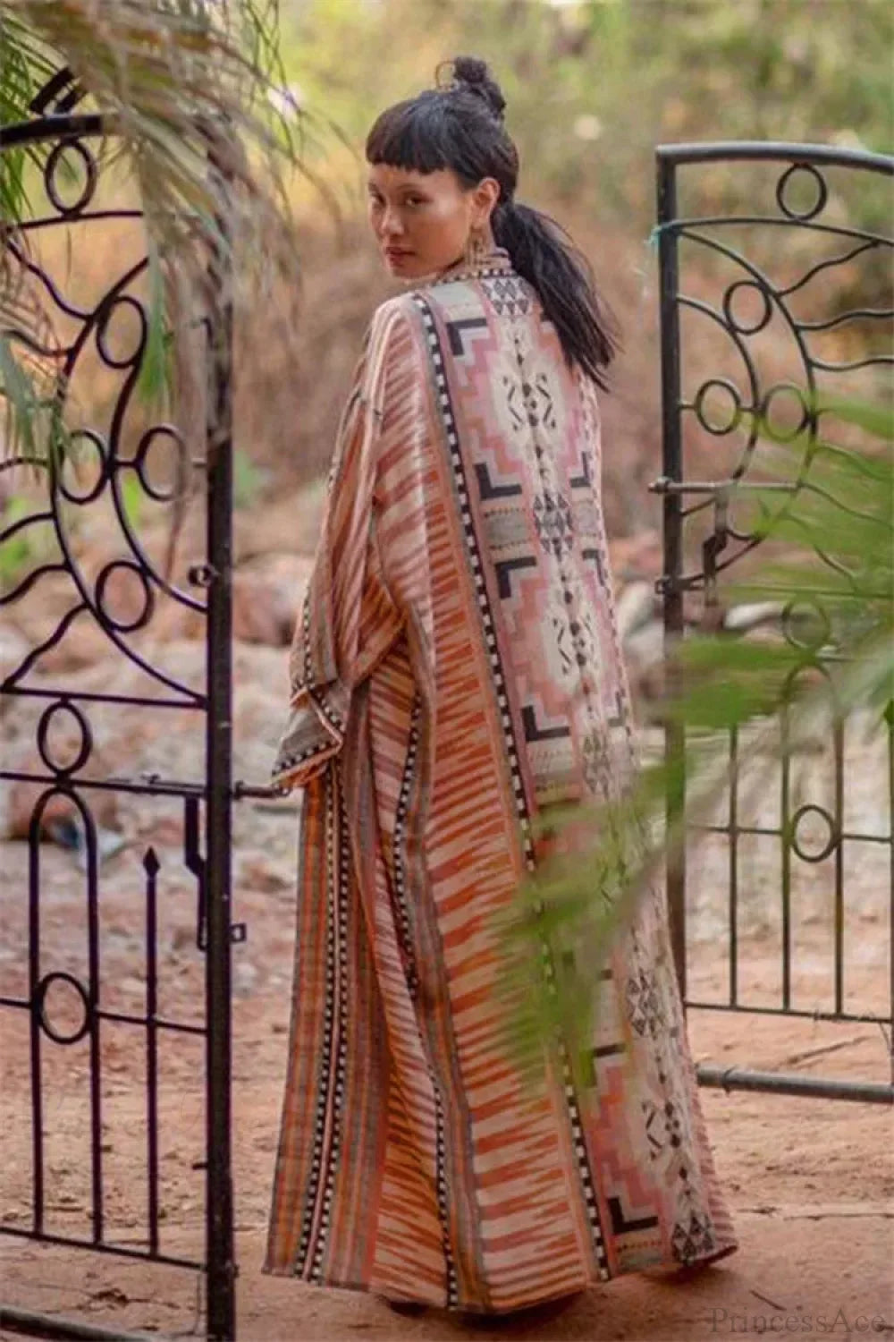 Cotton Floral Print Kimono Cover-up bohodress-250126