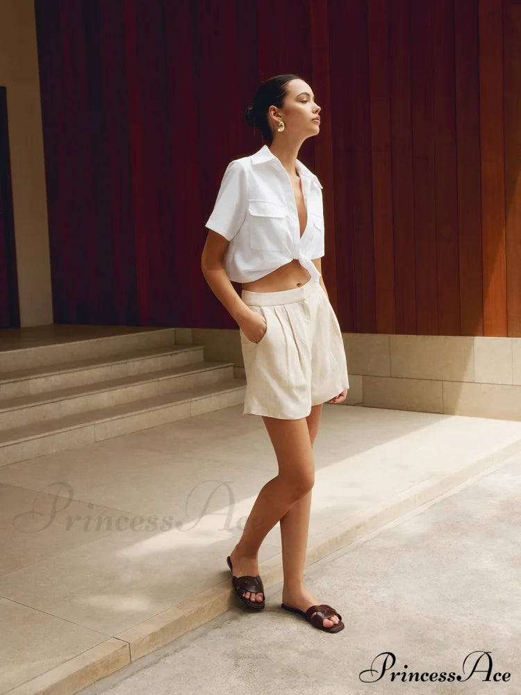 Cotton & Graceful Linen Cropped Shirt Shirts