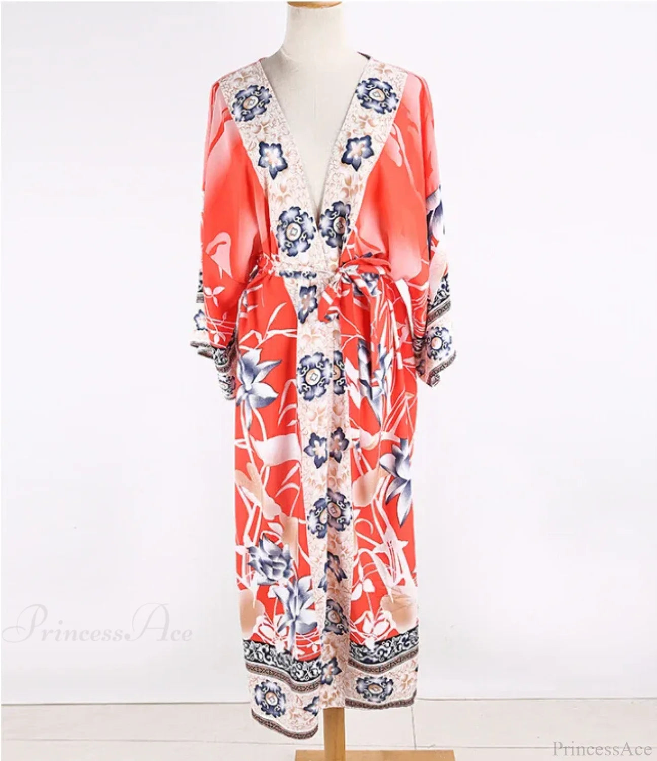 Cotton Kimono Floral Printed Boho Beach Cover Up color4 / One Size bohocoverup-250126