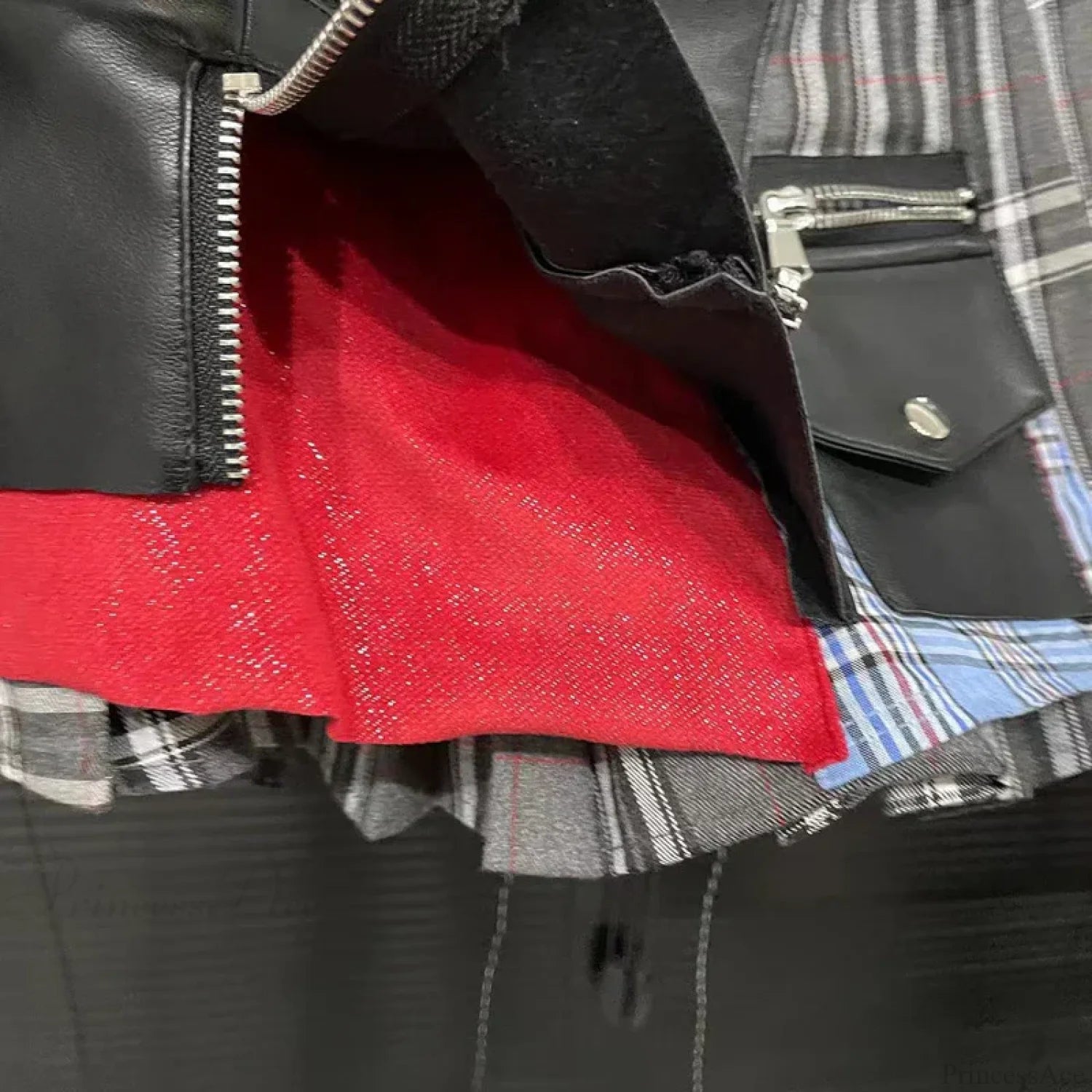 Cotton Lace Patchwork Plaid Skirt