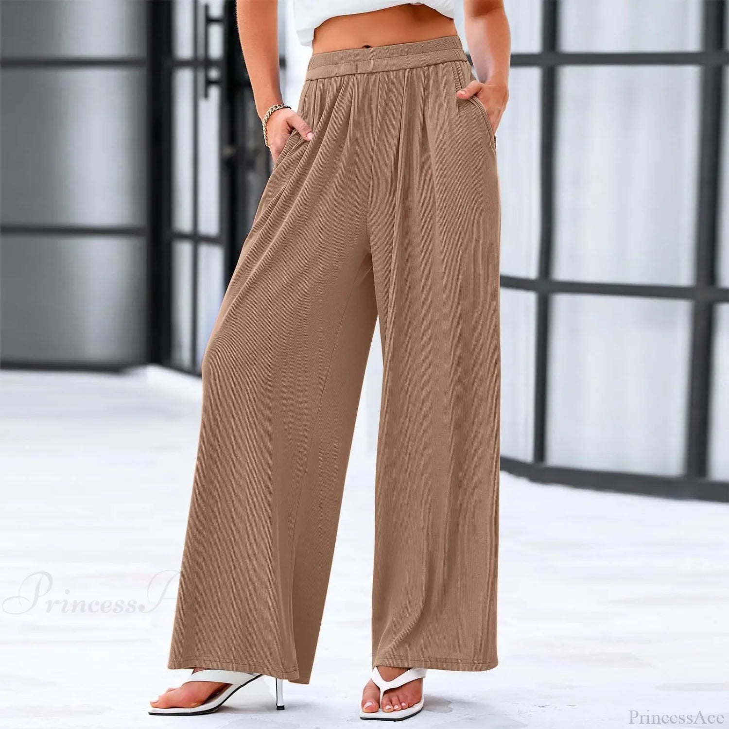 Cotton Linen Loose Casual Pocket Pants Khaki / S