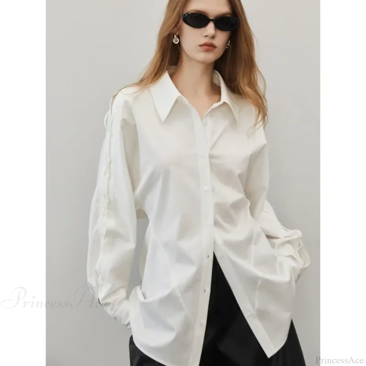 Cotton Long Sleeve Button Up Casual Office Blouse blouse-250126