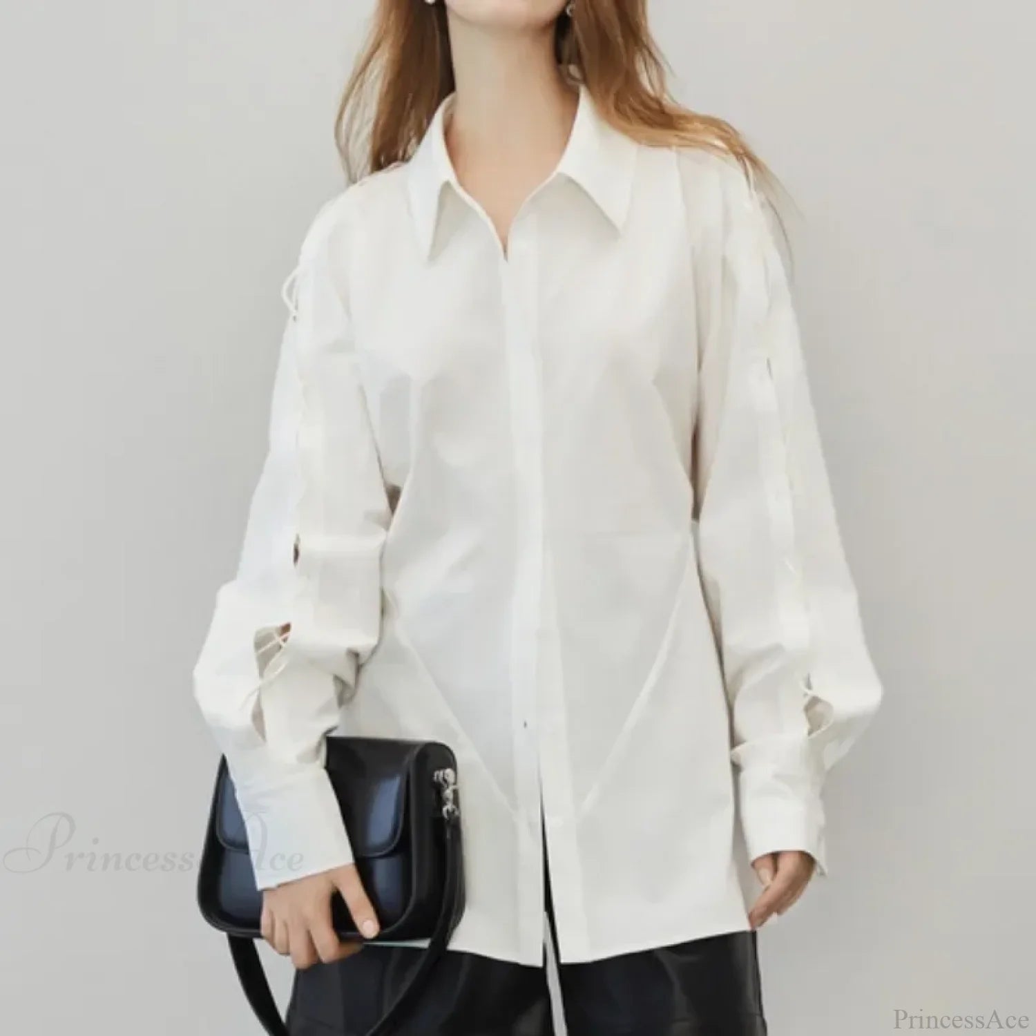 Cotton Long Sleeve Button Up Casual Office Blouse blouse-250126