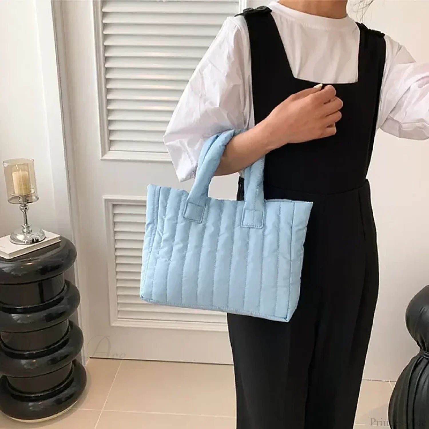 Cotton Padded Quilted Solid Color Commuter Handbag handbag-250126