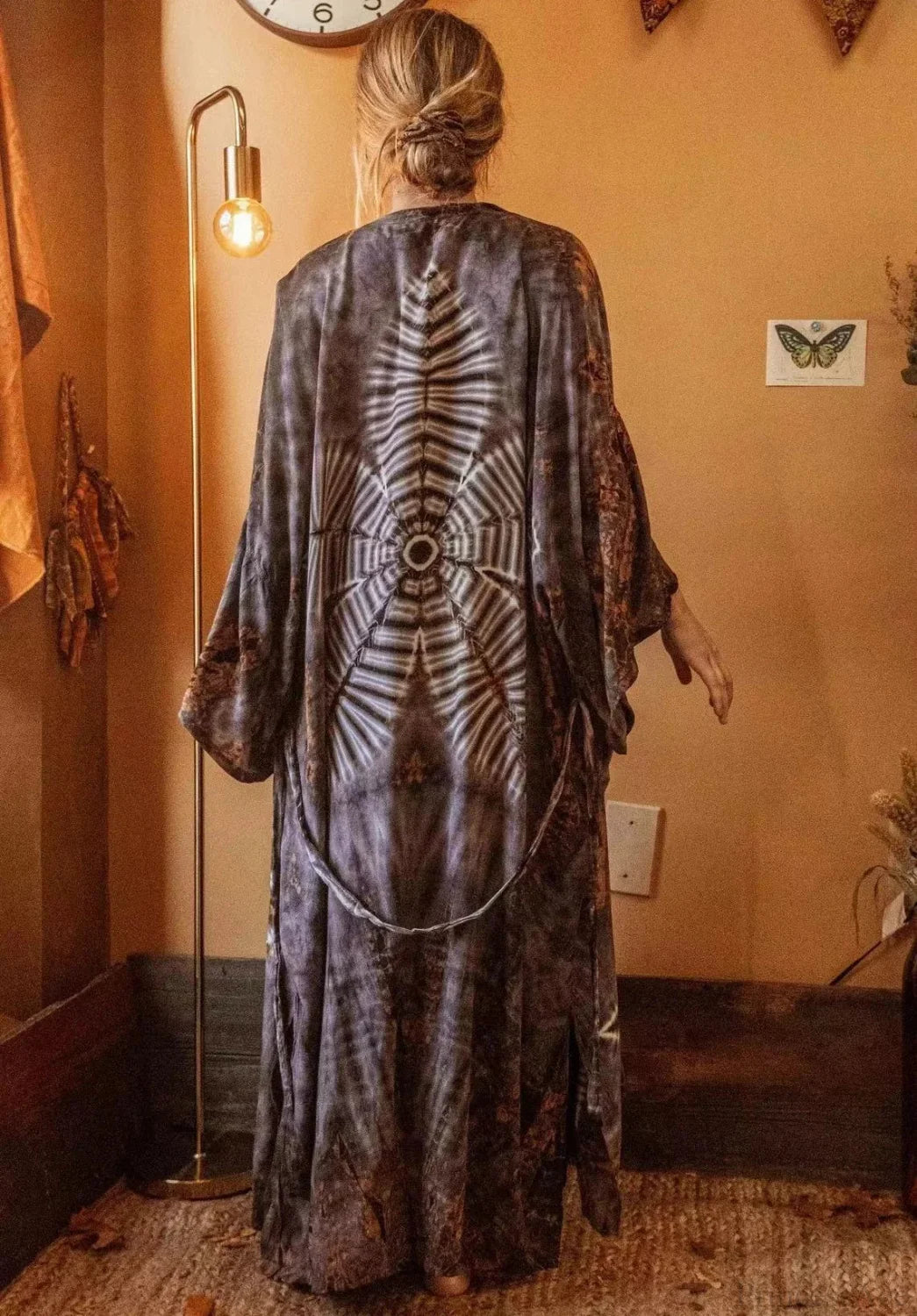 Cotton Rayon Floral Printed Boho Maxi Beach Cover up Dark Grey / One Size bohocoverup-250126