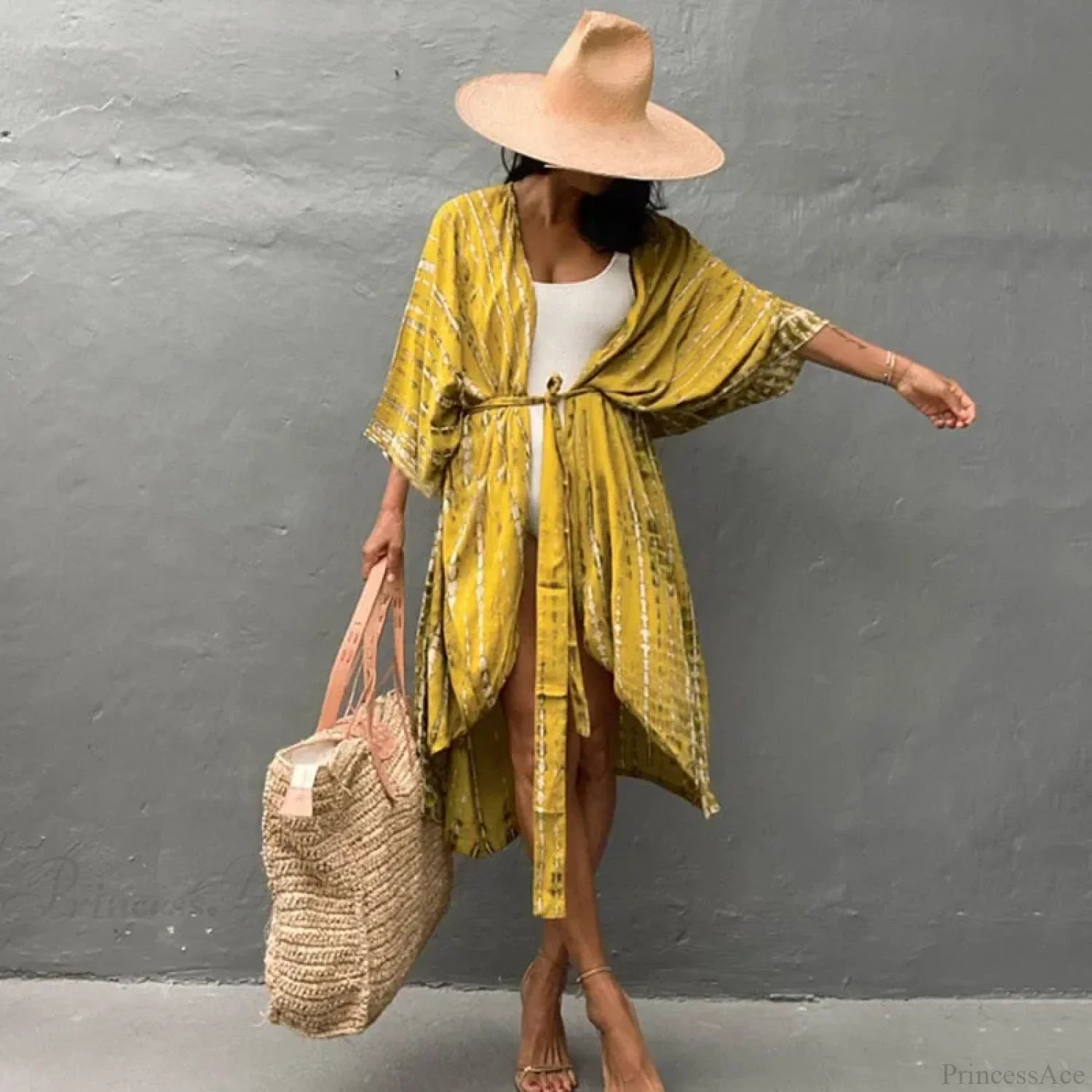 Cotton Rayon Striped Print Cardigan Boho Beach Cover up bohocoverup-250126