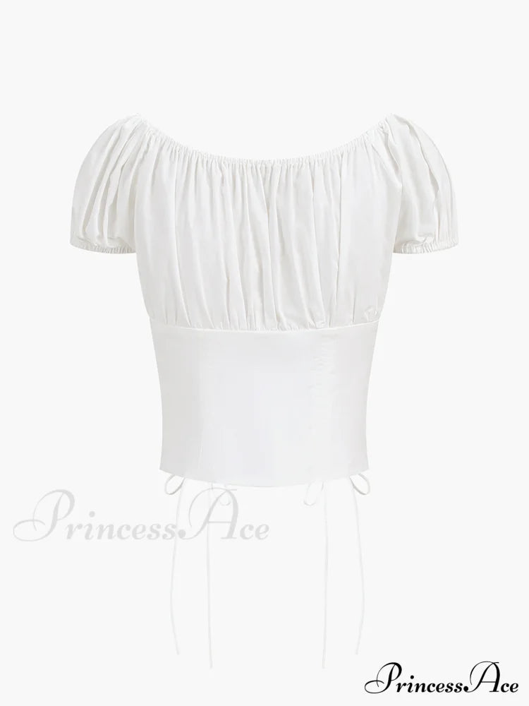 Cowgirl Aesthetics Drawstring Trendy Corset Crop Top Blouses