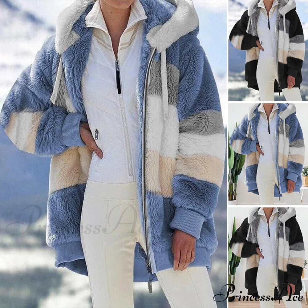 Cozy Plush Hooded Coat Coats-L
