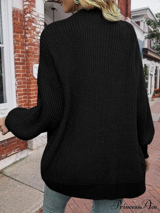 Gemütliche, stilvolle Herbst-Winter-Strickjacke mit mittlerer Länge