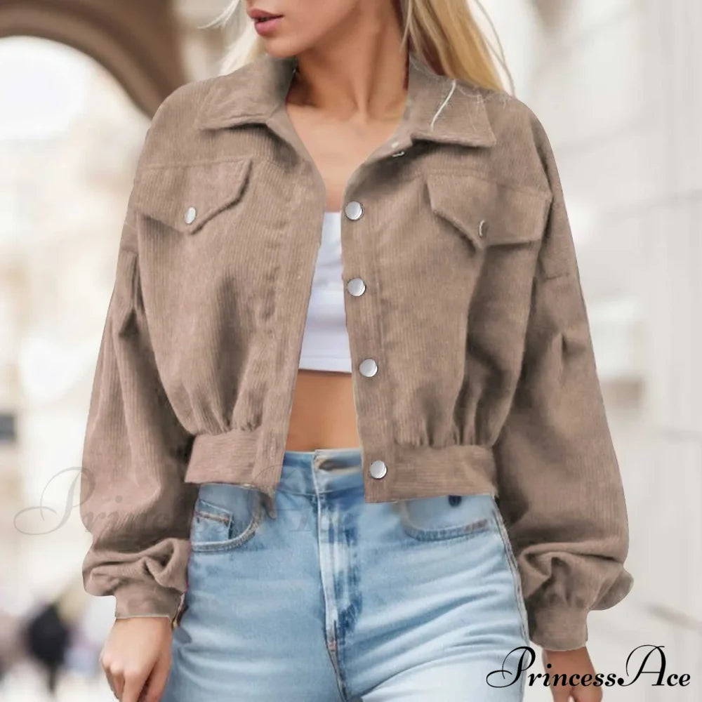 Cozy Stylish Chic Trendy Elegant Fashionable Versatile Classic Sophisticated Jacket Khaki / S