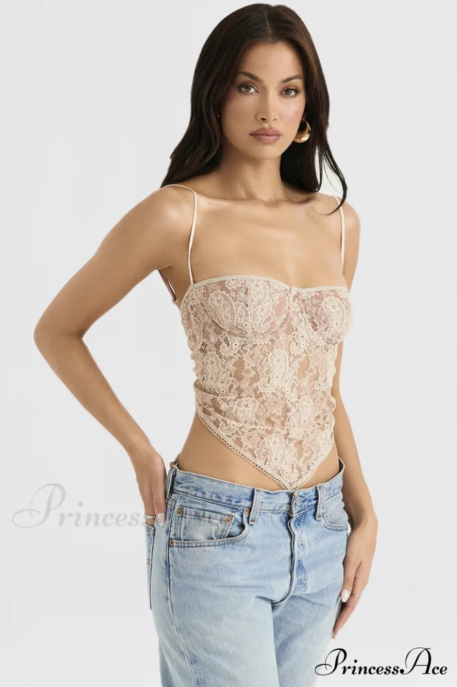 Cream Paisley Stylish Lace Top