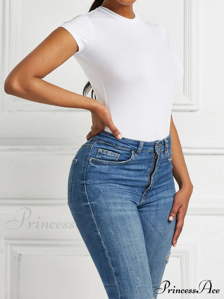 Crew Neck Graceful Smiley Face Sweater Jumpsuits & Rompers