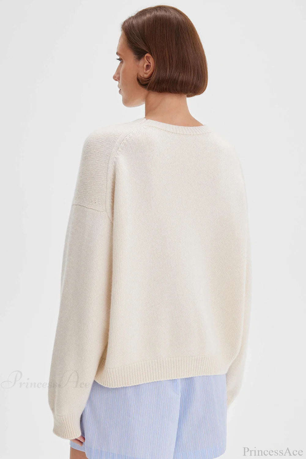 Crew Neck Letter Jacquard Loose Knit Sweater