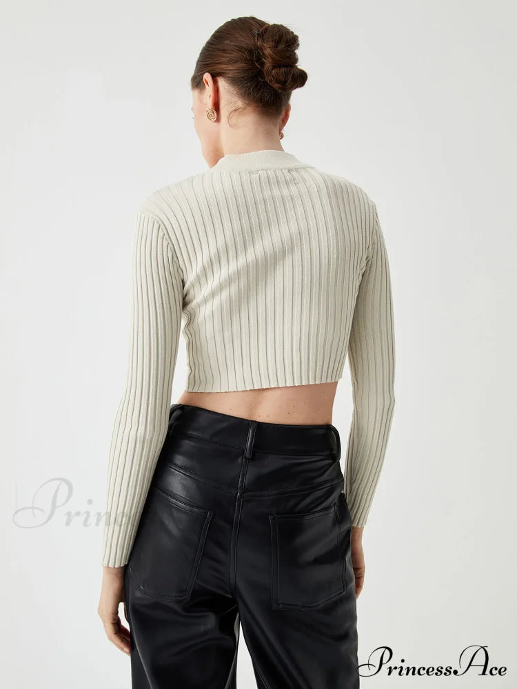 Criss Cross Knit Trendy Halter Crop Top Sweaters-L