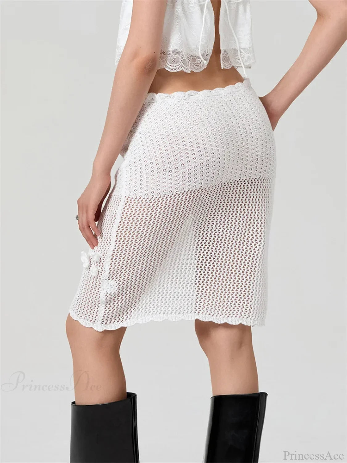 Crochet 3D Flower Patchwork Skirt skirts-250223