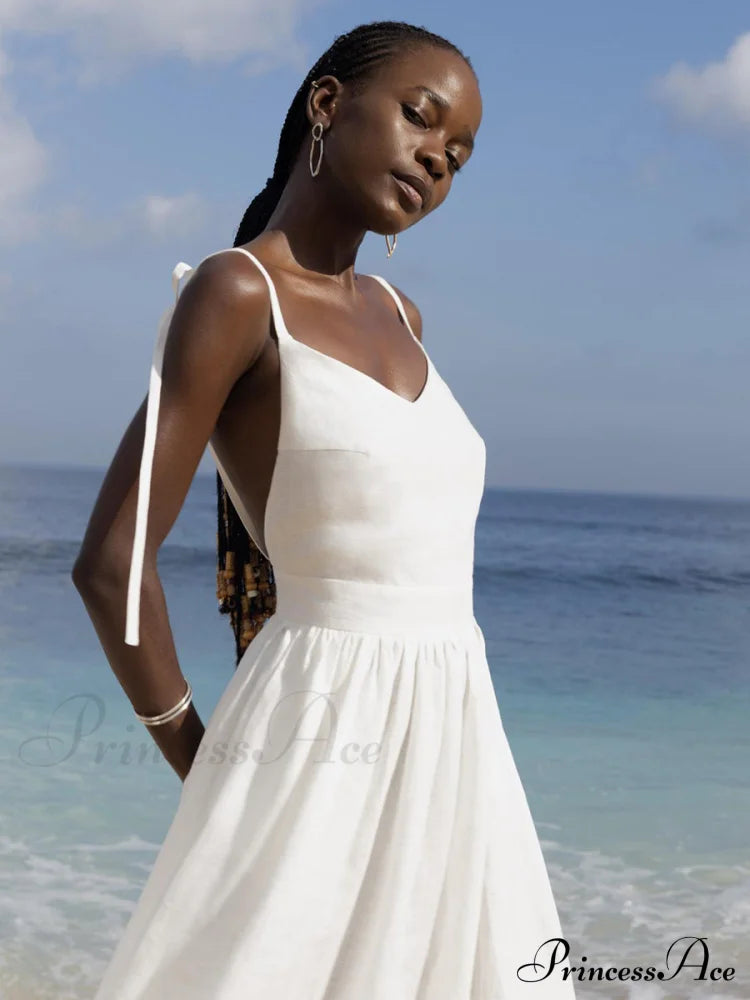 Crochet Cutie Stylish Linen Maxi Dress White / S Casual Dresses