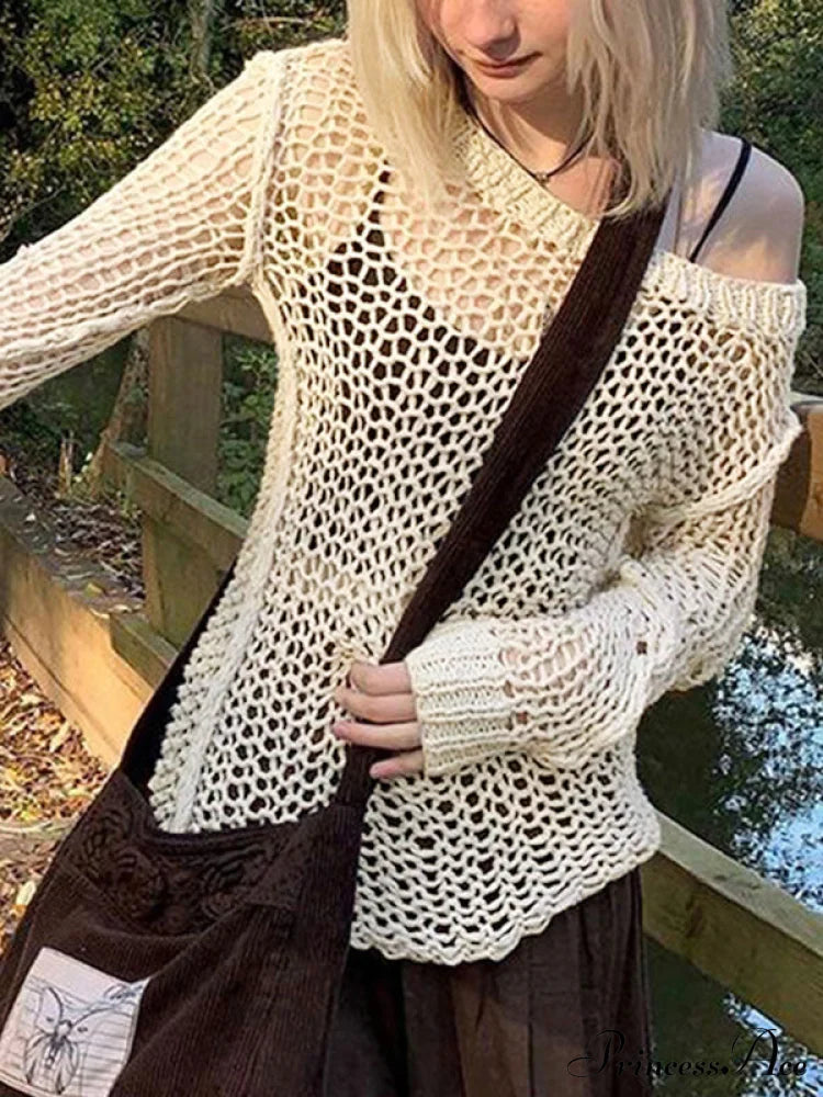 Crochet Hollow Graceful Knit Crop Top Knits