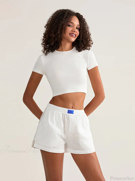 Crochet HolLow Wide Leg Short short-250223