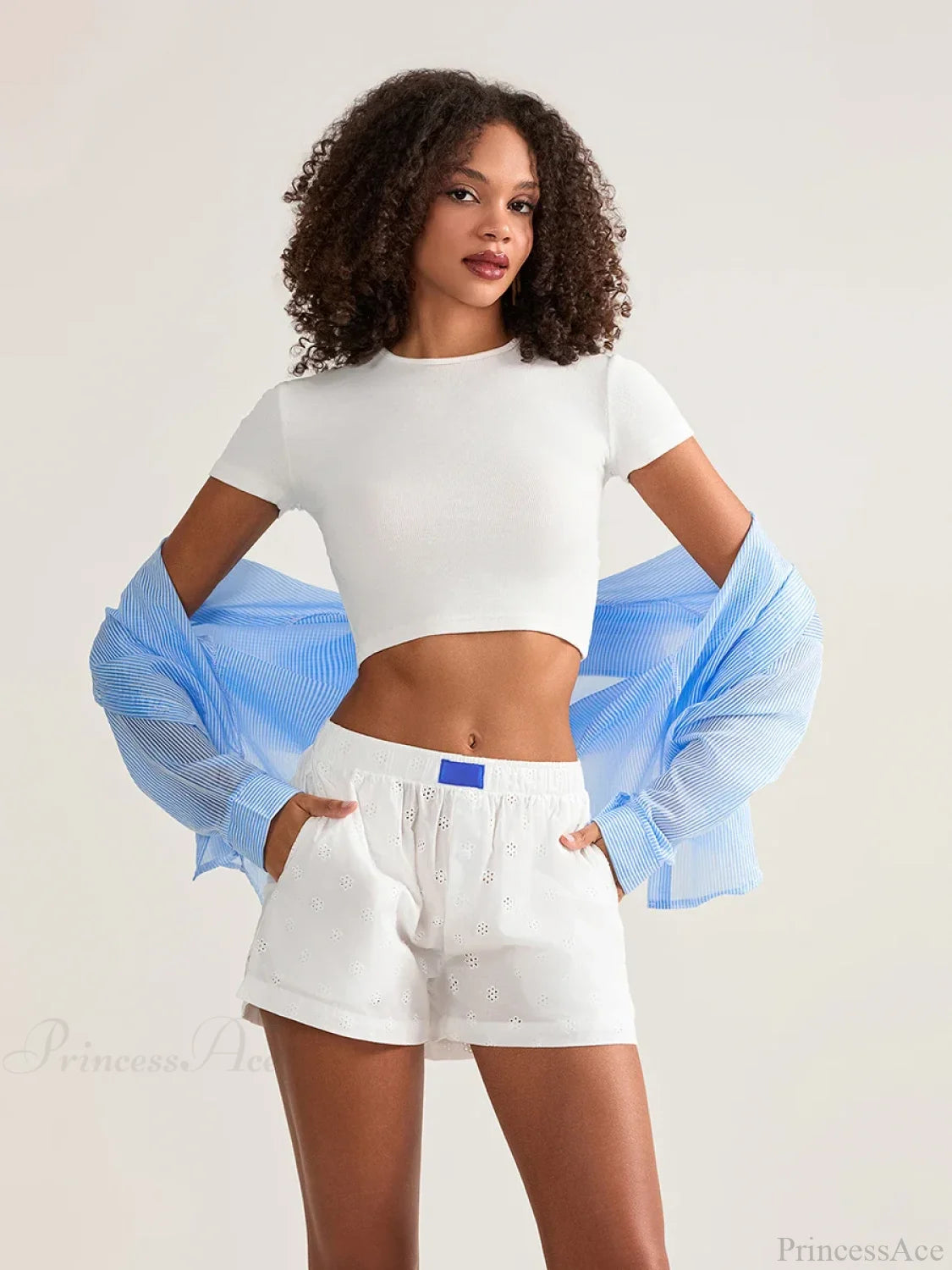 Crochet HolLow Wide Leg Short short-250223