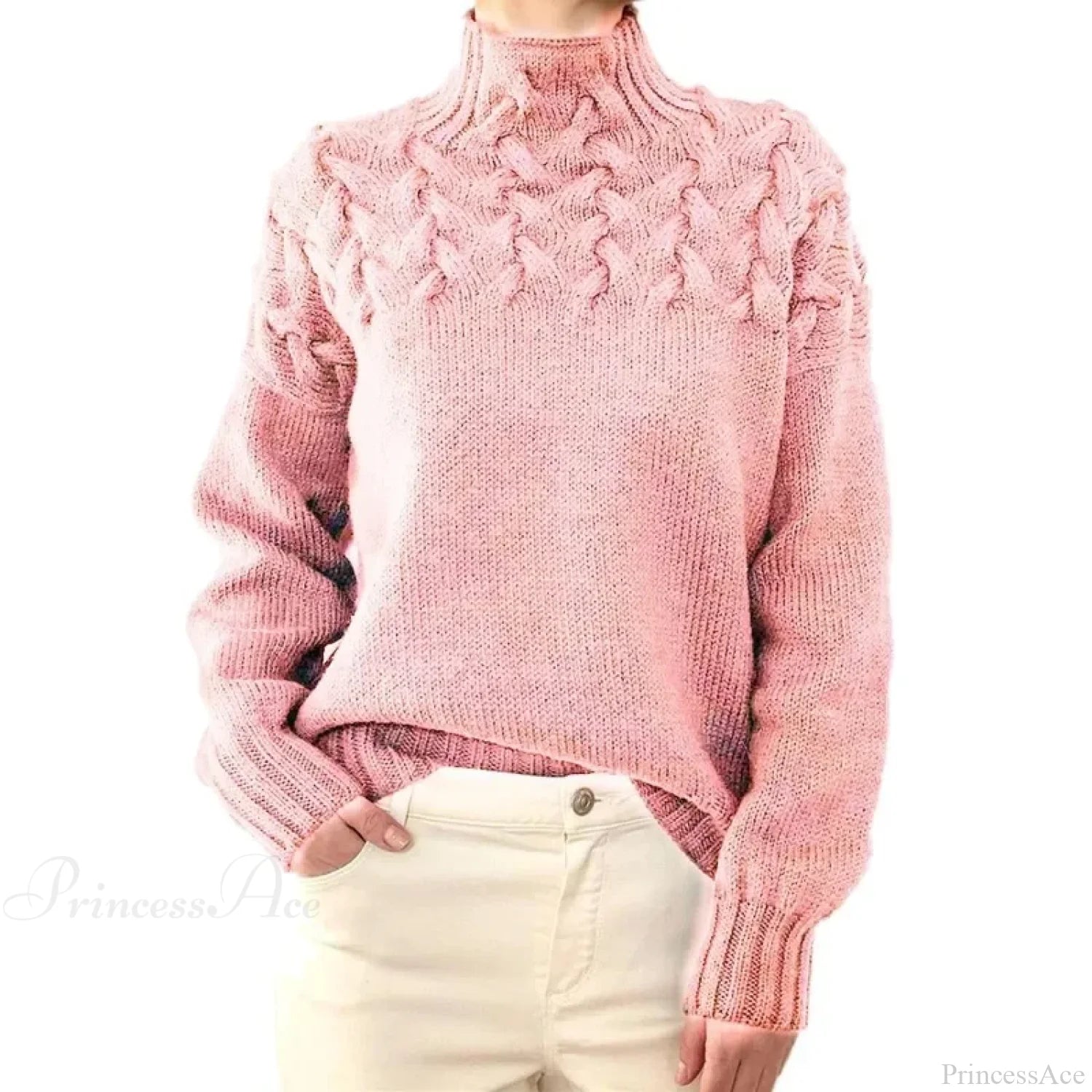 Crochet & Knitted Thick Pink Sweater Pink / S