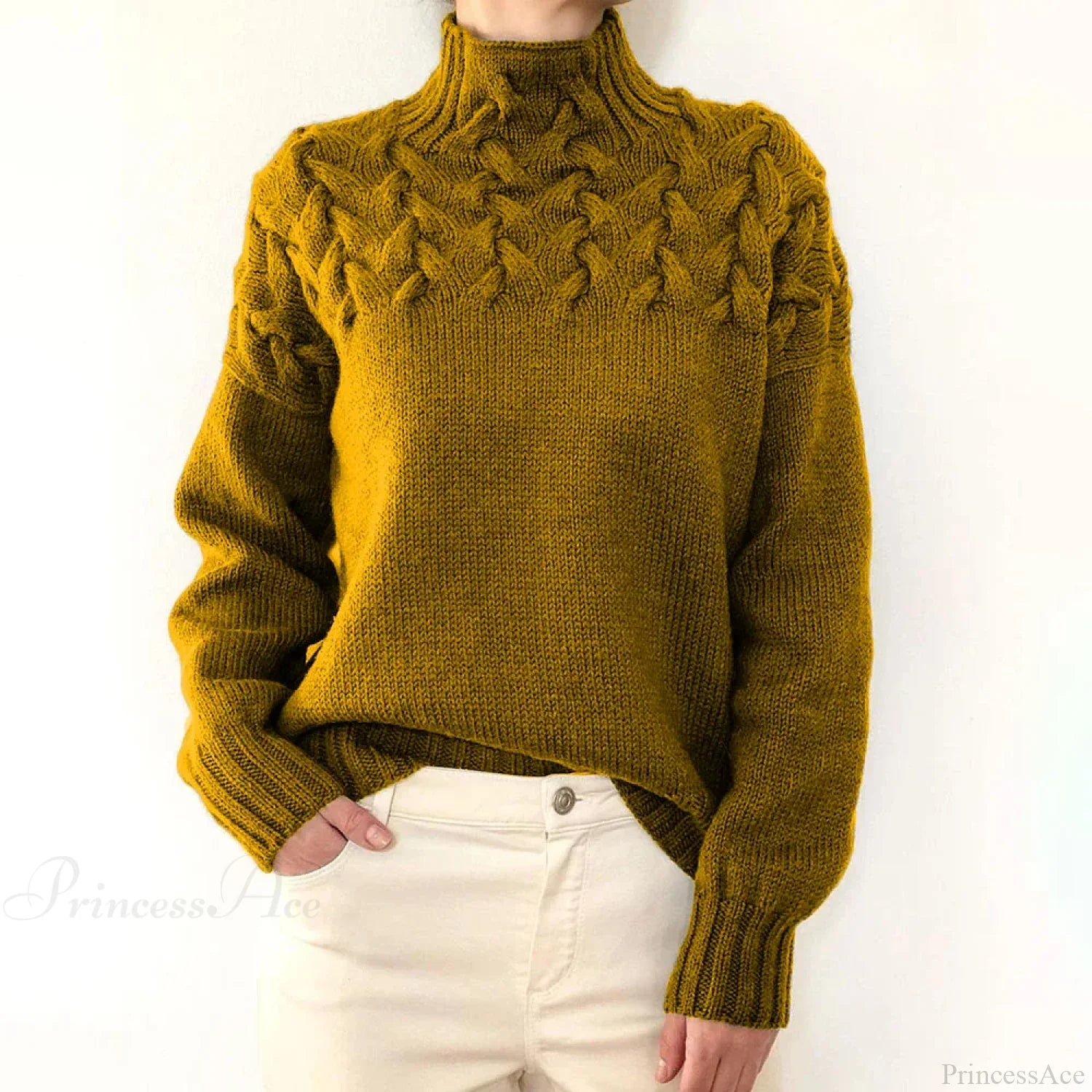 Crochet & Knitted Thick Pink Sweater Yellow / S