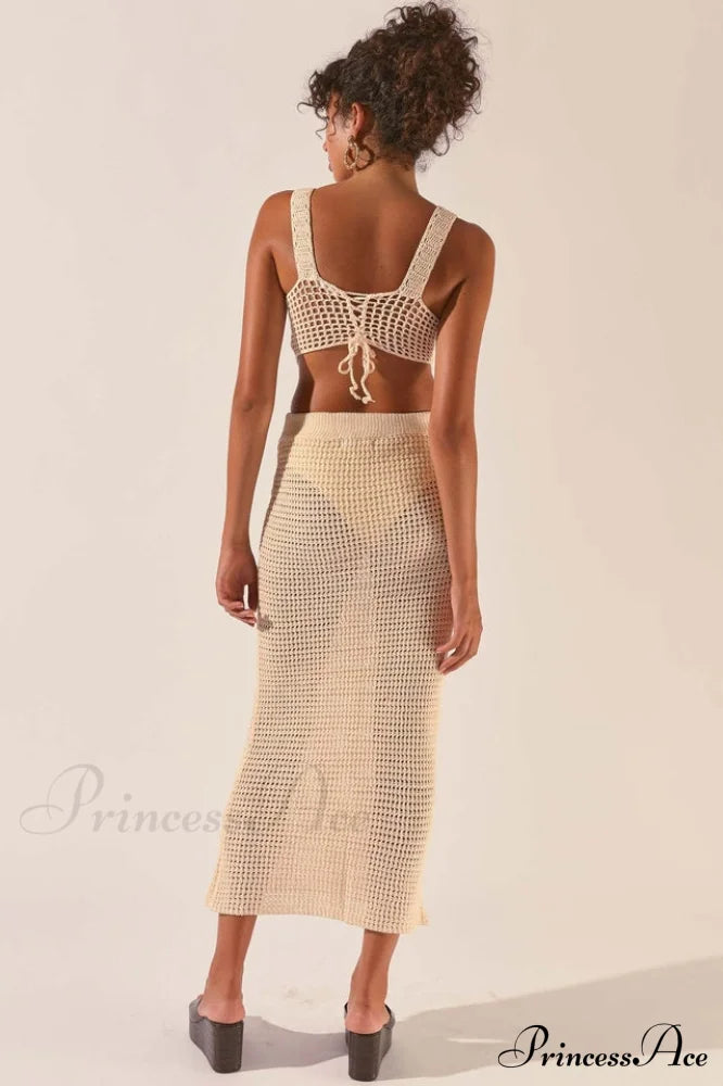 Crochet Midi Top Charming + Skirt Set