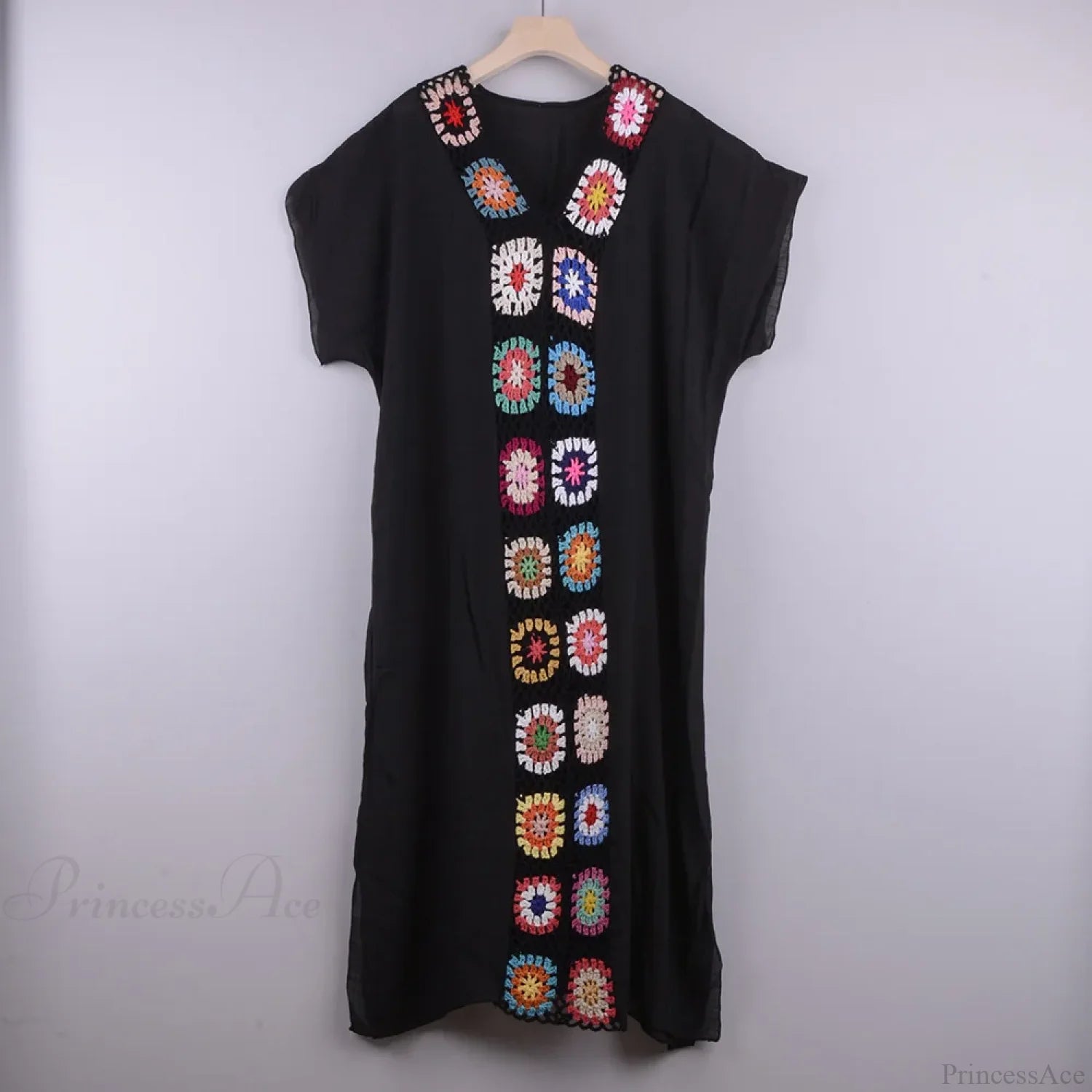 Crochet Women Beach Dress Cover Up Black / one size