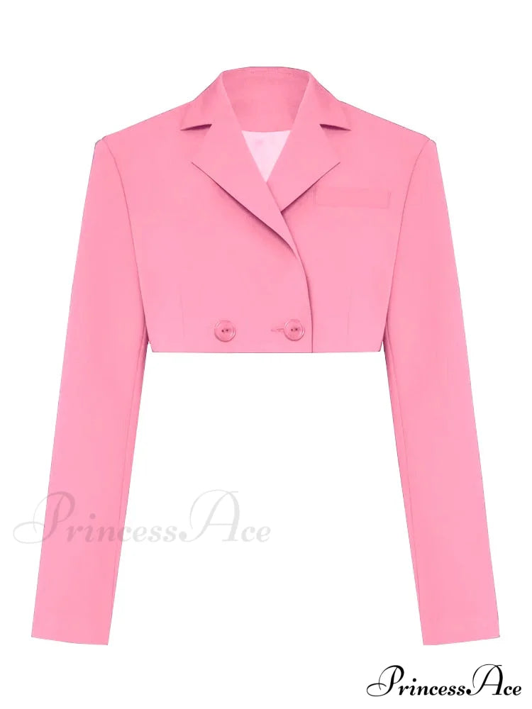Cropped Blazer And Pleated Mini Skirt Set Free From Label