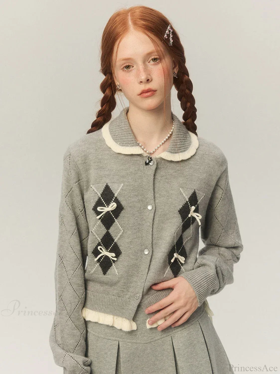 Cropped Bow Aesthetic Cardigan Cardigan-241208