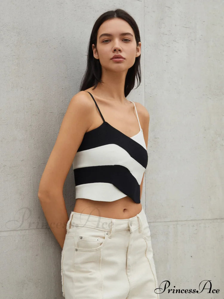 Cross Layer Crop Trendy Cami Sweater Vest Sweaters-L