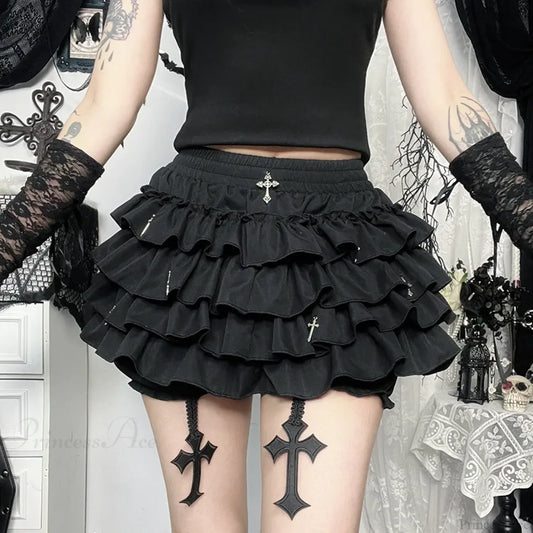 Cross Pendant Culottes Aesthetic Skirt