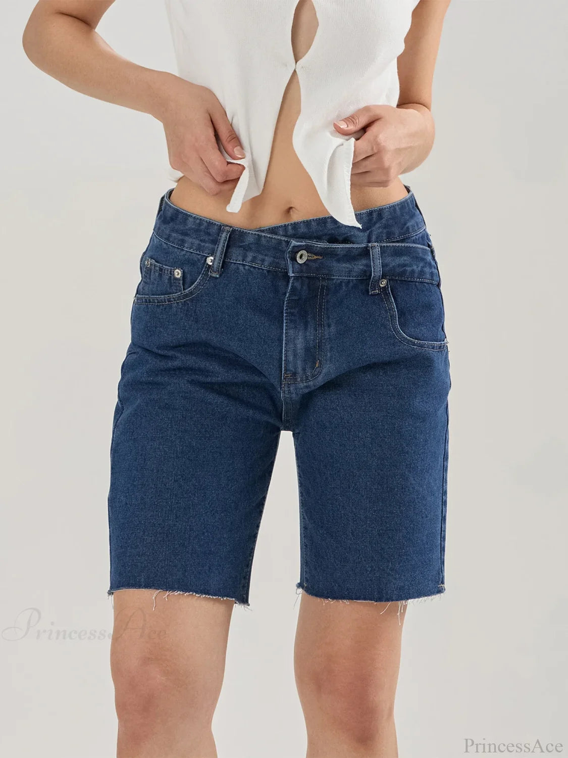 Crossover Asymmetrical Denim Short short-250223