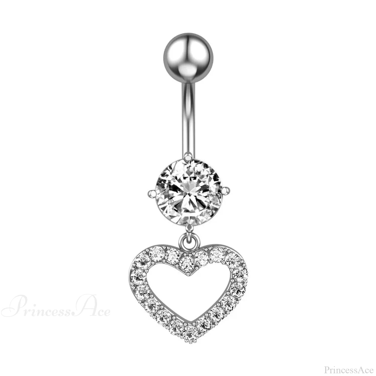 Crystal Dangle Gothic Belly Ring Style1 Silver